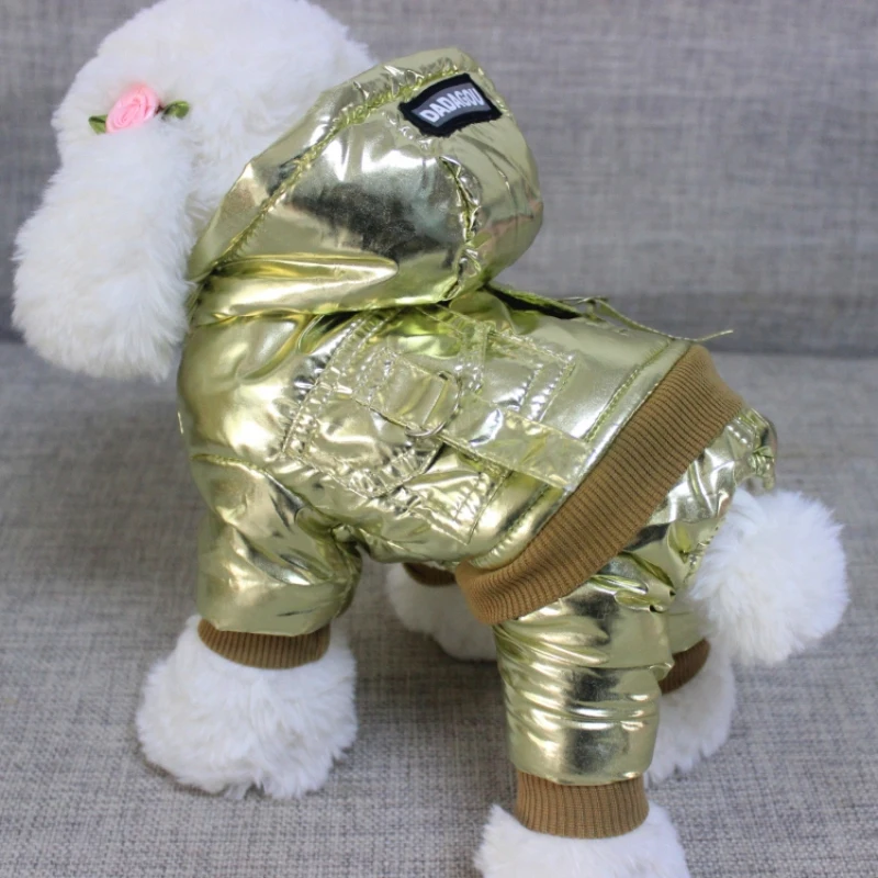 

Winter Waterproof Dog Jumpsuit Golden Coat Jacket Winter Dog Clothes Warm Puppy Outfit Silver Dog CoatDropshipping Pet Apparel