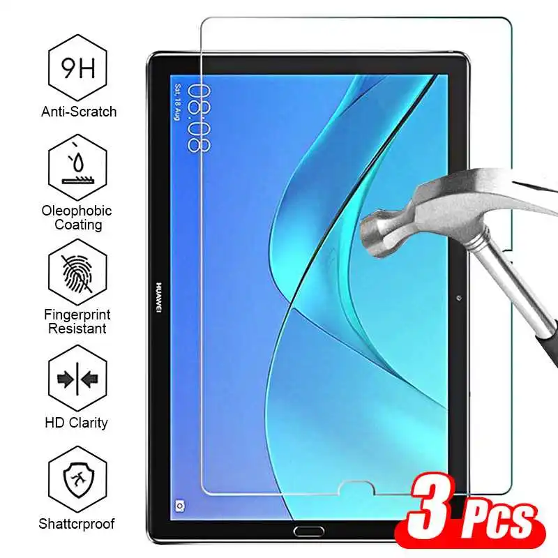 

3 Pcs Tempered Glass Screen Protector For Huawei MediaPad M5 10 Pro Lite 8 Honor Pad V6 Tablet Glass