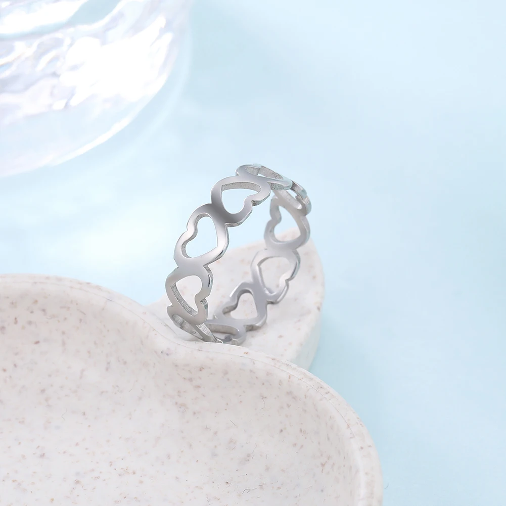 Кольцо Skyrim с полым сердцем розовое золото нержавеющая сталь романтичное пробы