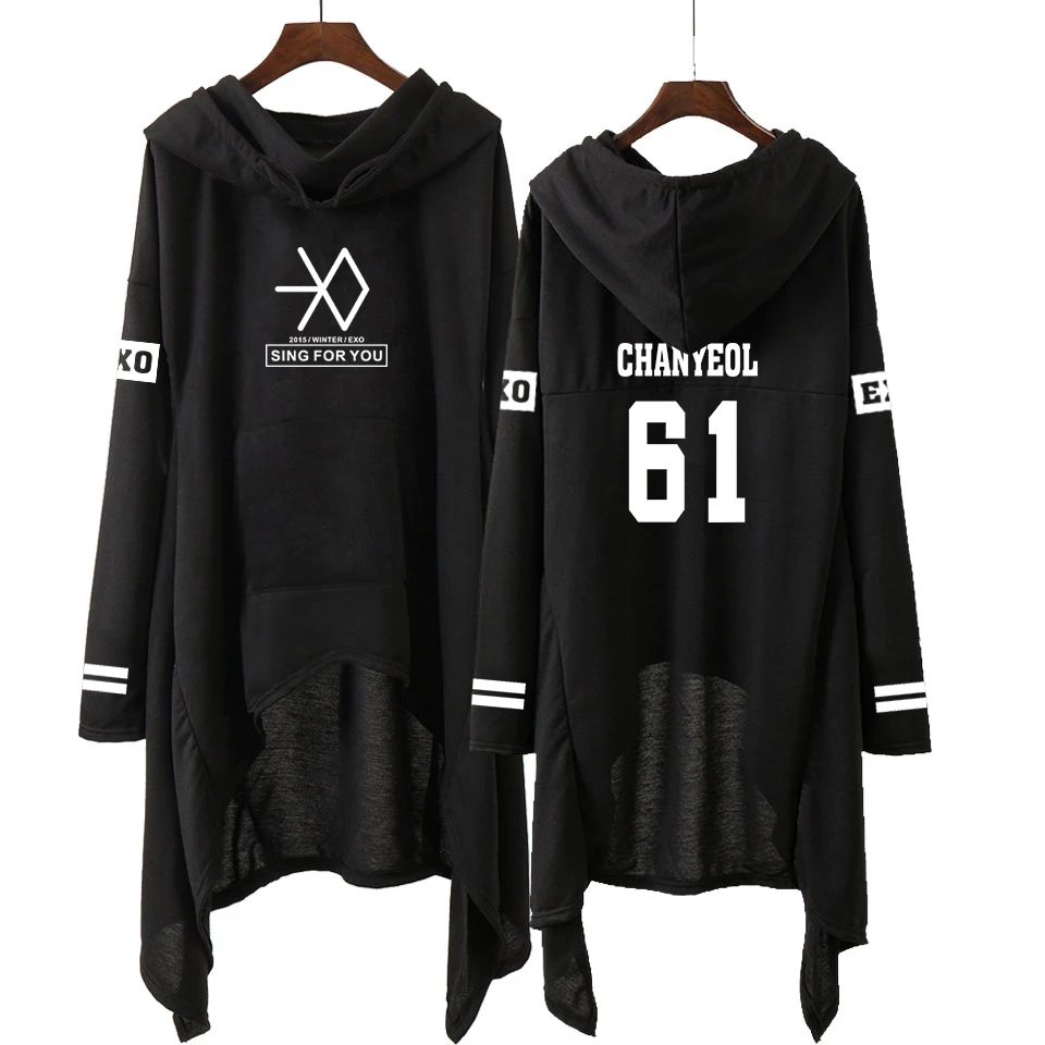 Kpop EXO/новые модные корейские толстовки EXO DO LAY SE HUN KAI пой FOR YOU EXO длинная юбка женские толстовки Harajuku Пуловеры для девочек