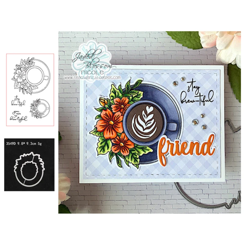 

Wreath Flowers Clear Stamps and Metal Cutting Dies for DIY Scrapbooking Crafts Die Cut Card Make Photo Album Sheet Decoration