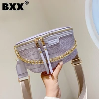 bxx crocodile pattern pu leather crossbody bags for women 2021 autumn handbags and purse female travel waist chest bag hm512