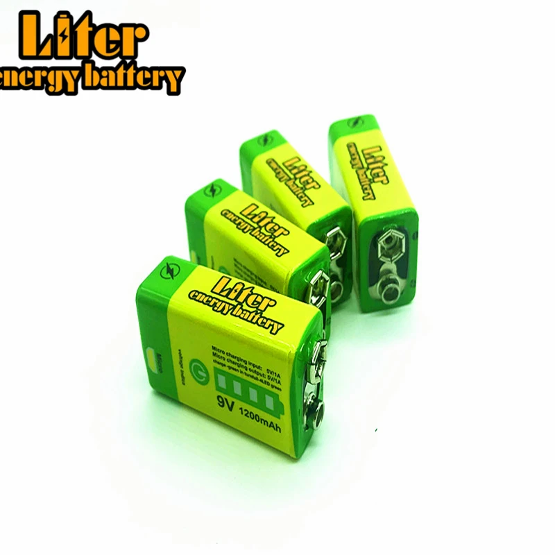 Литий-ионный перезаряжаемый аккумулятор 9 В 6F22 USB 1200 мАч + светодиодное зарядное