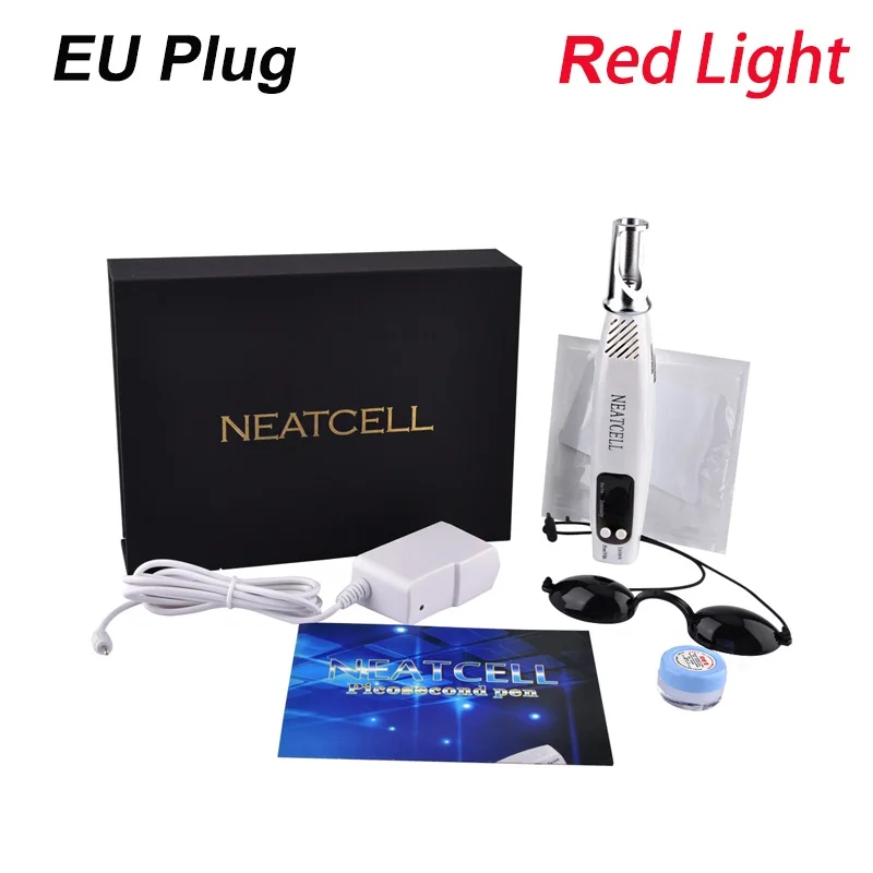 EU Plug-Red Light Тату шрам с веснушками, удаление темных пятен, мини лазерная пикосекундная ручка для кожи, пигментная терапия, Антивозрастной уход для дома, салона, спа, красоты - Цвет: EU Plug-Red Light