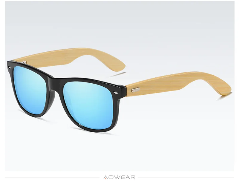 AOWEAR бамбуковые Квадратные Солнцезащитные очки для женщин поляризованные очки ночного видения желтые очки Женские Модные Винтажные Солнцезащитные очки Gafas De Sol