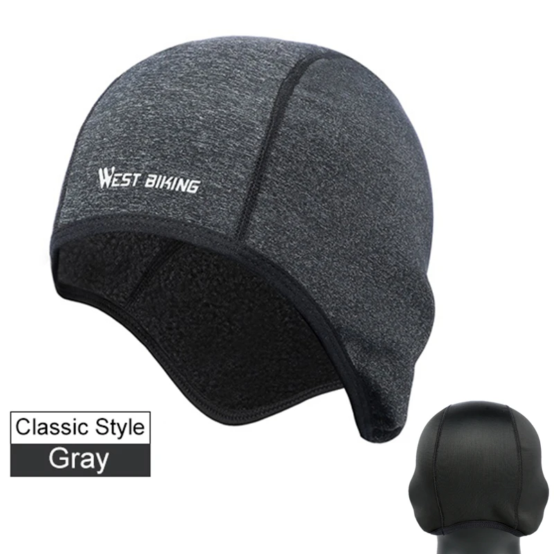 Classic Gray WEST BIKING велосипедные шапки, зимние ветрозащитные велосипедные головные уборы, флисовые тепловые шлемы для мужчин и женщин, уличные Беговые лыжные велосипедные колпачки - Цвет: Classic Gray