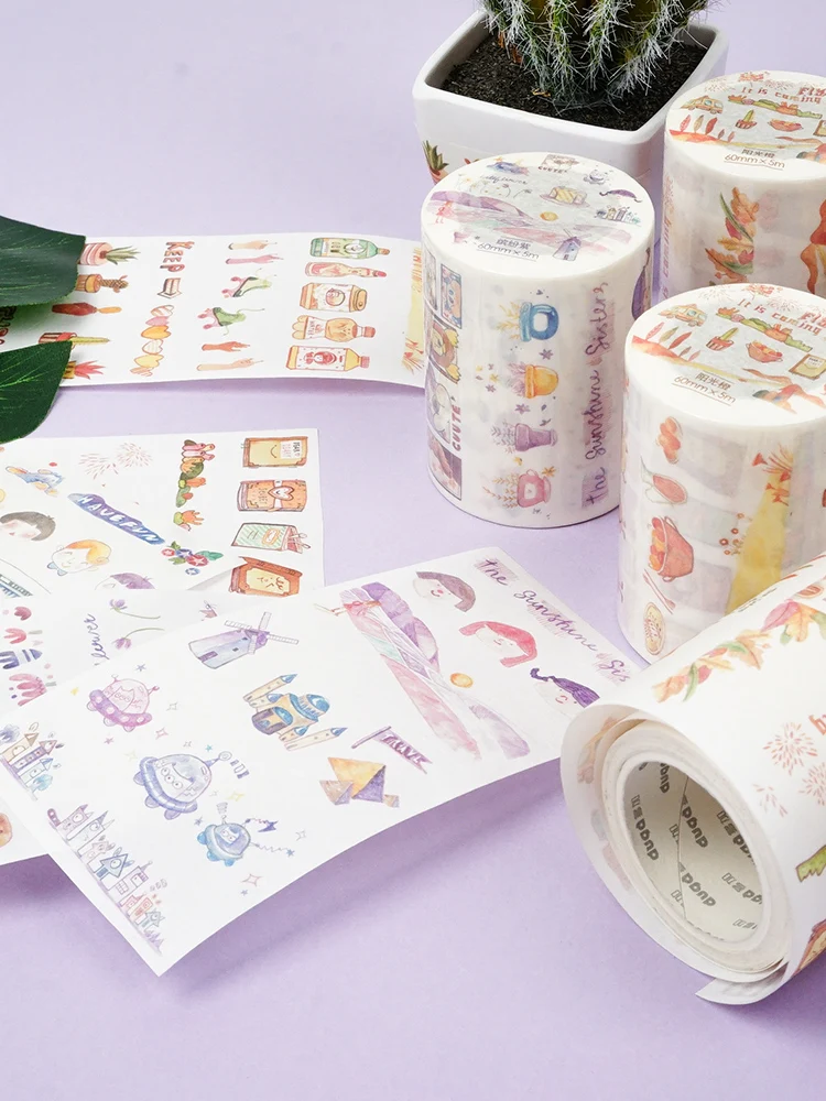 60 мм x 5 м Солнечный свет красочная лента для декорации Washi DIY планировщик