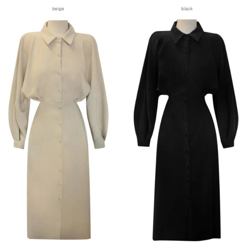 Женское Повседневное платье-рубашка на шнуровке с длинным рукавом весна-осень |