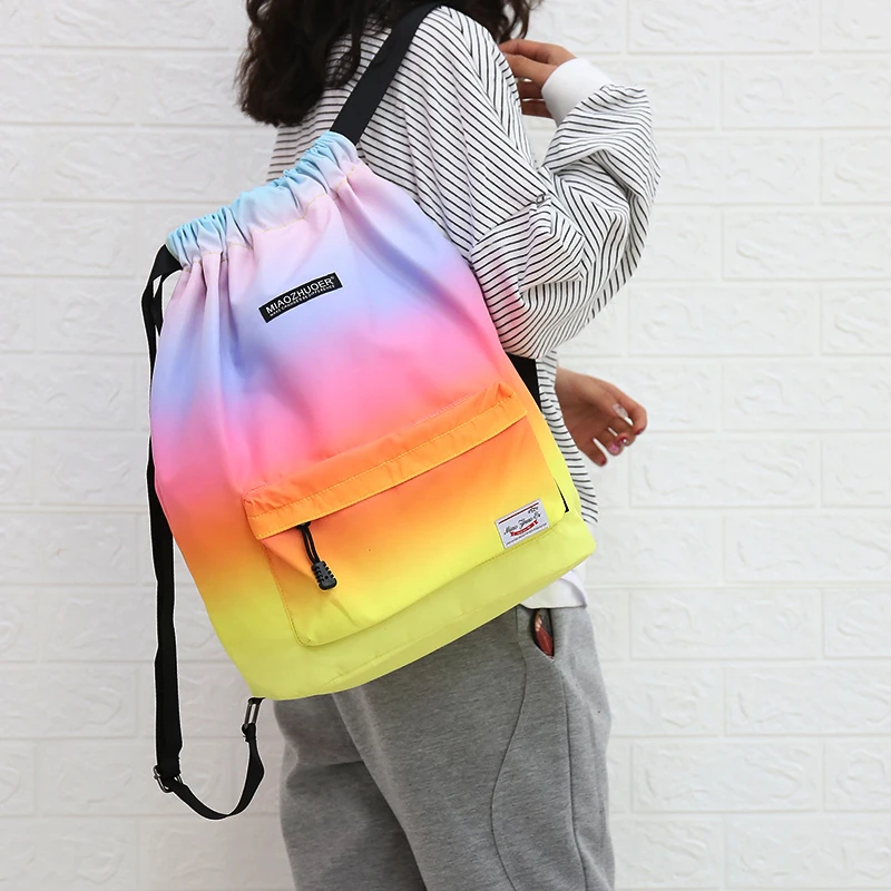 Waterproof Gym Bag Women Girls Sports Bag Travel Drawstring Bag Outdoor Bag Backpack for Training Swimming Fitness Bags Softback
