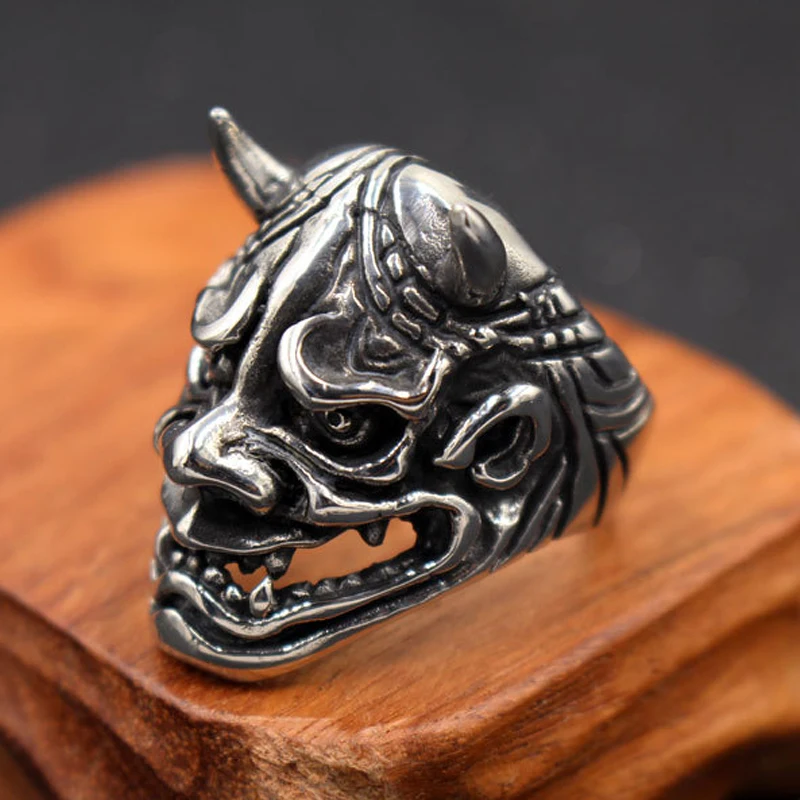 Personality Mens Bull Head Skull Ring Stainless Steel Punk Biker Ghost Heavy Sugar Male Gothic Jewelry | Украшения и аксессуары