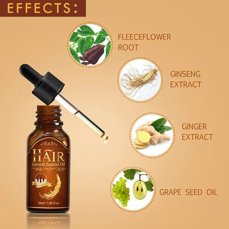 

30ml Ginseng Hair Growth Essential Oil Natural Herbal Nourishing Scalp Reproduction Serum Bald Hair Loss Solution Essence