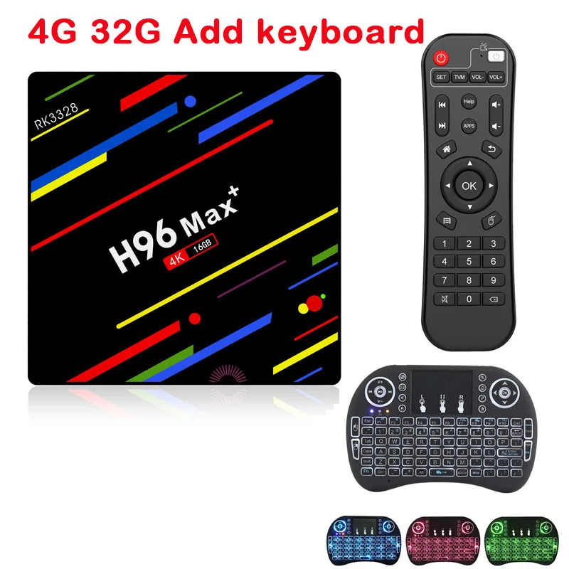 4G 32G Add keyboard H96 MAX Plus Smart tv Box Android 9,0 4 Гб ОЗУ 64 Гб Rockchip RK3328 H.265 4K 2,4G/5G Wifi Youtube Netflix Google Play телеприставка - Цвет: 4G 32G Add keyboard