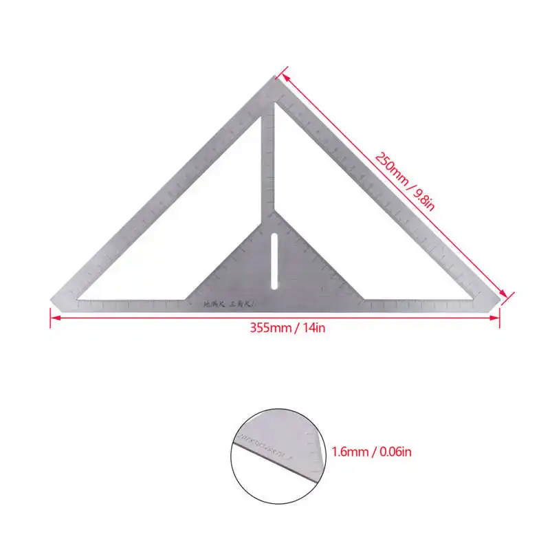 

Floor Drain Ruler Multifunctional Tile Layout Stainless Steel Ruler Angle Measuring Triangular Measure Gauge