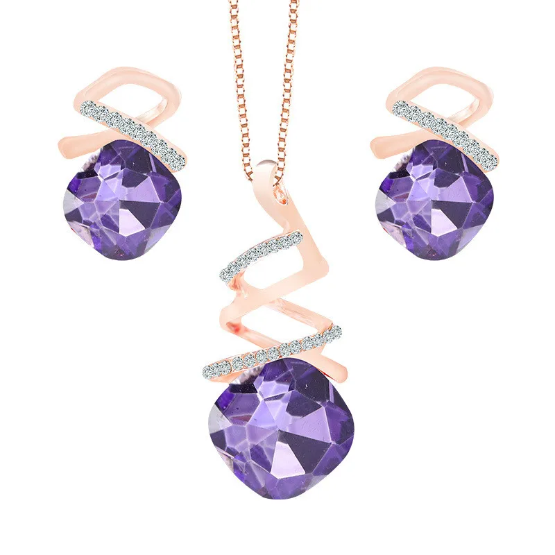 TSHOU16 новые модные медные кольца двухслойная крест циркон кольцо ожерелье серьги