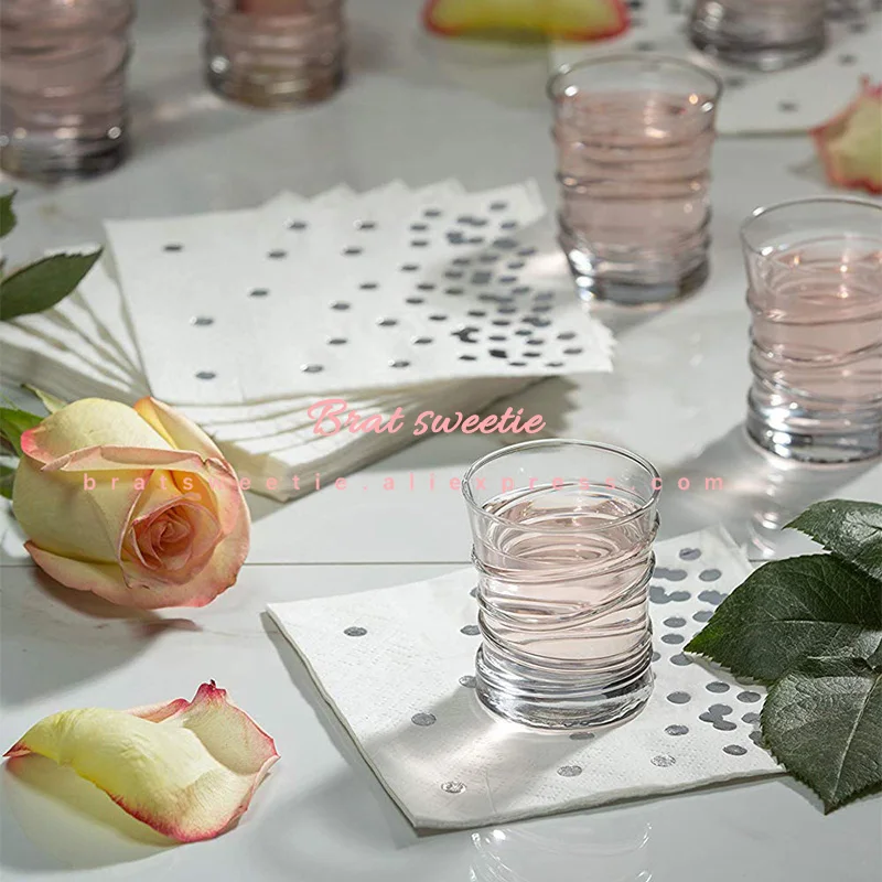 Серебристый металлик одноразовая посуда бумага соломинки тарелки для свадьбы