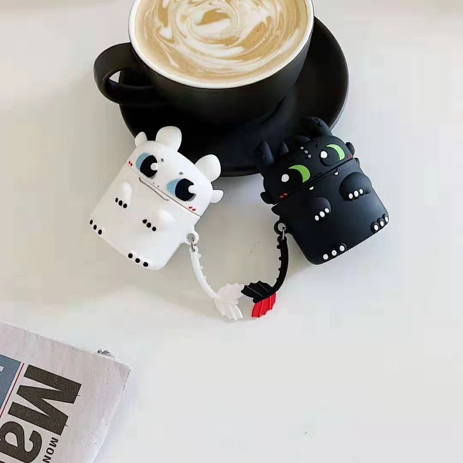 Чехол для AirPods 3D трехмерный милый чехол пар черный белый защитный Airpods 2/i10/i11
