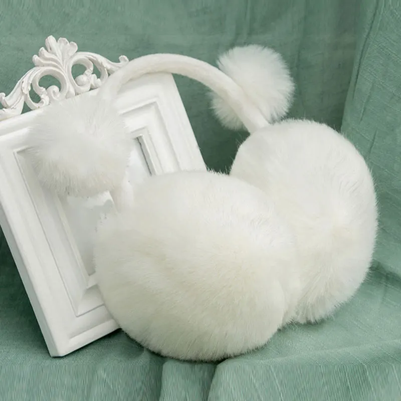 Зимние наушники с искусственным мехом однотонные цветные ушные складки складная