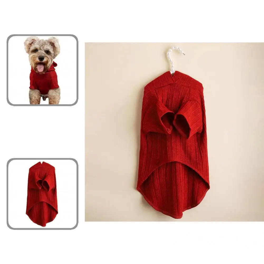 

Good Pet Clothes No Odor Red Color 2-Legged Splicing Style Pet Pullover Winter Outfit Puppy Hoodie Puppy Hoodie