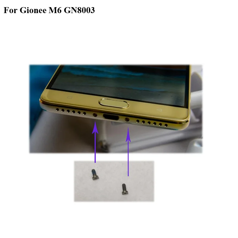 4 шт. золото для Gionee M6 GN8003 Buttom Dock шурупы винт корпуса ногтей tack M 6 GN 8003 мобильных