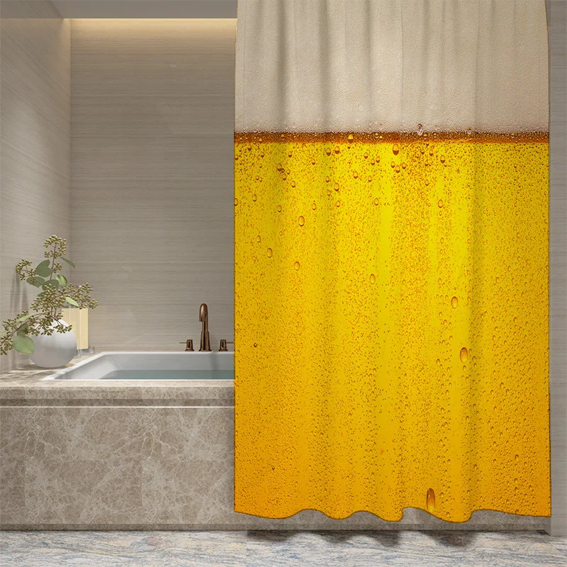 

180x180 Waterproof Shower Curtain Bathroom Curtain A Cup Of Beer Liqueur Toilet Laundry Room Home Decor Watertight Bath Curtain