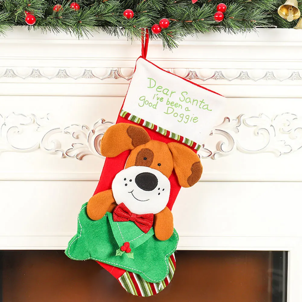 Мультяшный Рождественский чулок Новогодний подарочный пакет для питомца собаки