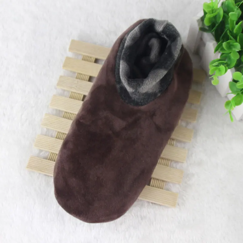 Мужские толстые зимние теплые мягкие носки-башмачки Нескользящие эластичные