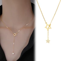 fashion five pointed stars pendant necklaces for women girls elegant trendy style double stars necklace fashion jewelry gifts