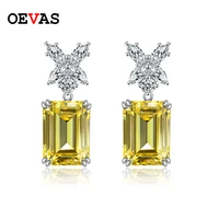 oevas vintage 100 925 sterling silver emerald cut created moissanite gemstone drop dangle earrings fine jewelry wholesale