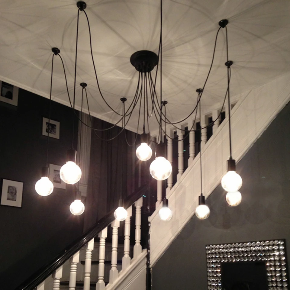 OYGROUP Vintage Loft Spider Chandeliers Nordic Ceiling Lamps 6/8/10/12/14 Heads DIY Home Decoration Lighting Adjustable Lights | Лампы и