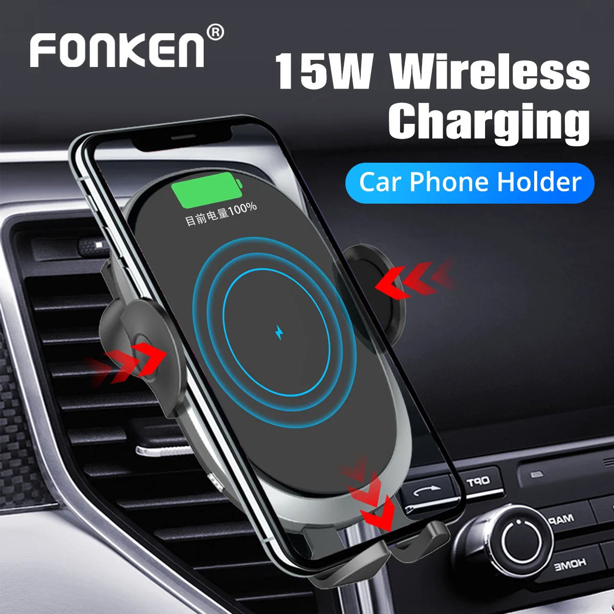 

15W Qi Car Phone Holder Wireless Charger Intelligent Infrared Car Mount for Air Vent Automatic Clamping Stand for iphone xiaomi