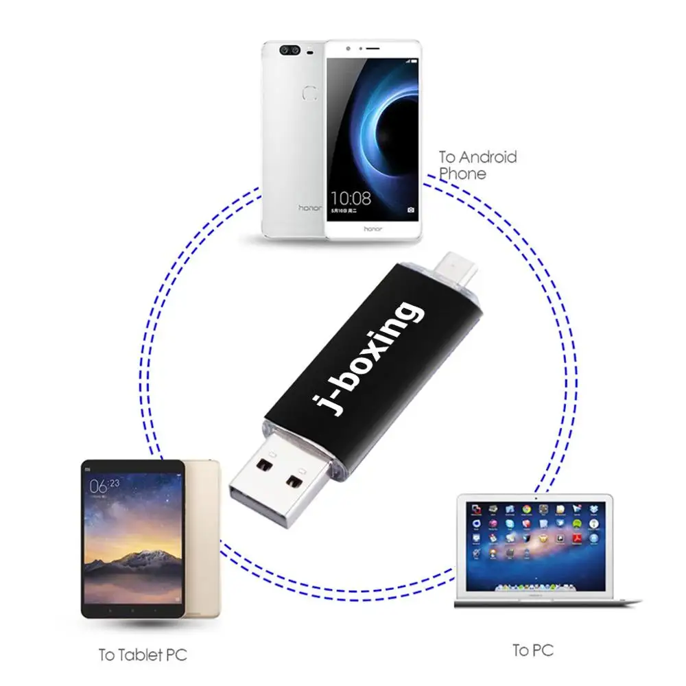 J-бокс OTG USB флеш-накопитель 16 Гб флешки двойной порт Micro USB 2,0 карта памяти черный для Android смартфон ПК Macbook планшет