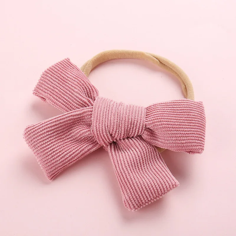 free shipping 12pcs Fancy Lovely Colorful Fashion Top Baby Hair Accessories Attractive Headband pretty big corduroy fabric bow |