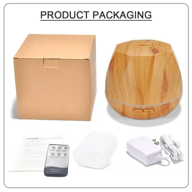 

550ML USB Air Humidifier Electric Aroma Diffuser Mist Wood Grain Oil Aromatherapy Mini Have 7 LED Light For Car Home Office