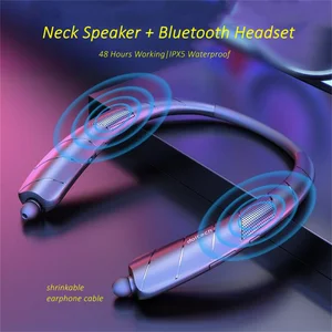 neckand earphones bluetooth speaker smart column surround stereo wireless music box soundbar portable waterproof long working free global shipping