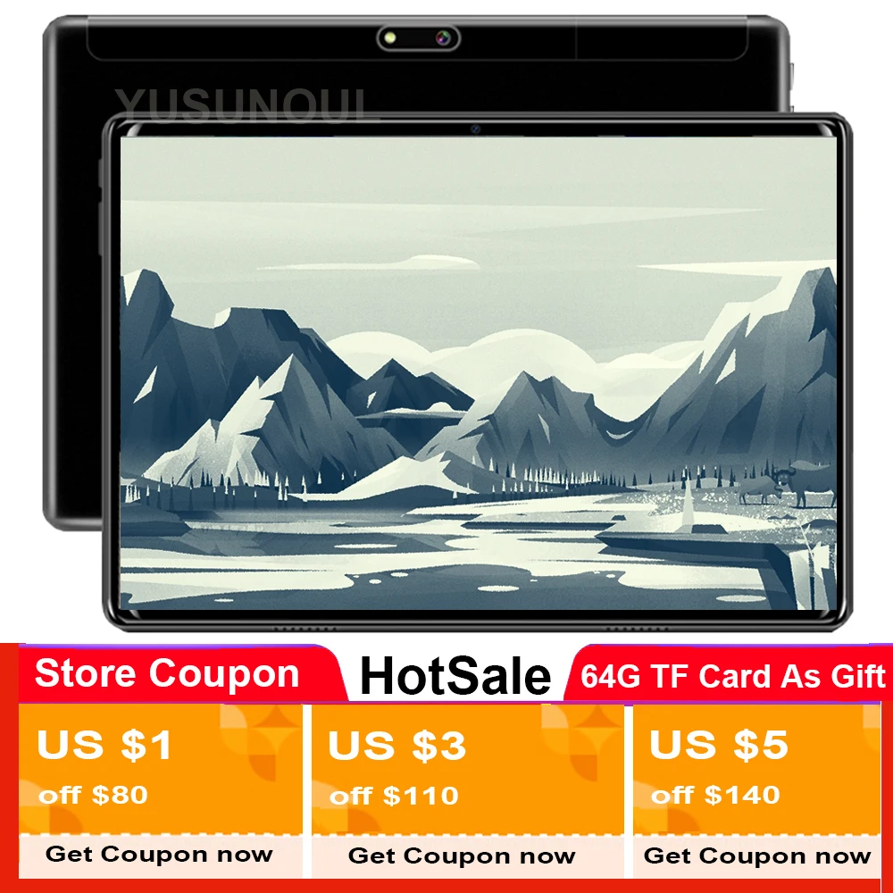 Планшет с 10 дюймовым дисплеем четырёхъядерным процессором Android 9 0 Wi Fi Bluetooth