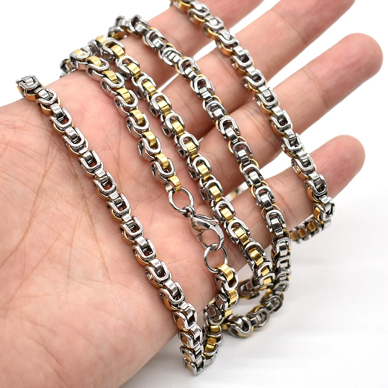 AMUMIU набор украшений 40 90 см двухцветные золотые трендовые византийские звенья 5 мм