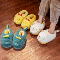 women home furry slippers indoor cozy cotton slides winter slip on cute cartoon warm shoes couples non slip silent flat slippers