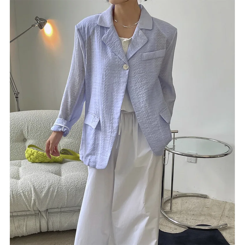 

Summer New Korean Fashionable Lazy Tencel Lightweight Sunscreen Jacquard Profile Long Sleeve Suit