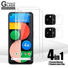 4 in 1 For Google Pixel 6 5 4A 5A 5G 4 XL 4XL Tempered Glass Screen Protectors & Camera Lens Protect