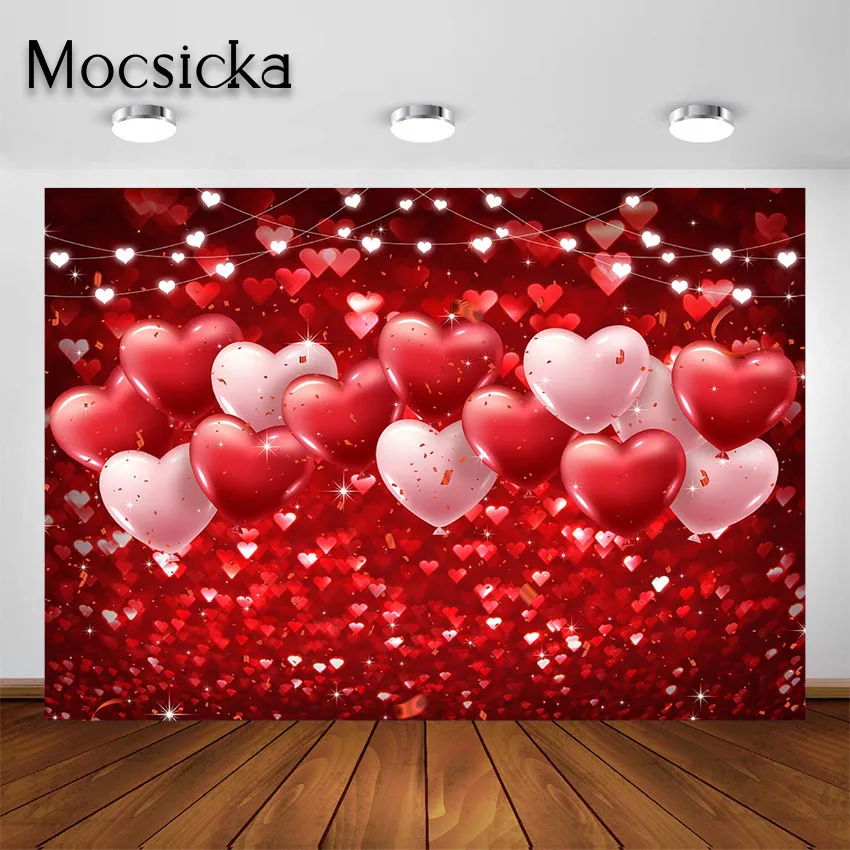 

Mocsicka Valentine's Day Backdrop for Photography Red Sweetheart Wedding Bridal Shower Decoration Portraits Photo Background