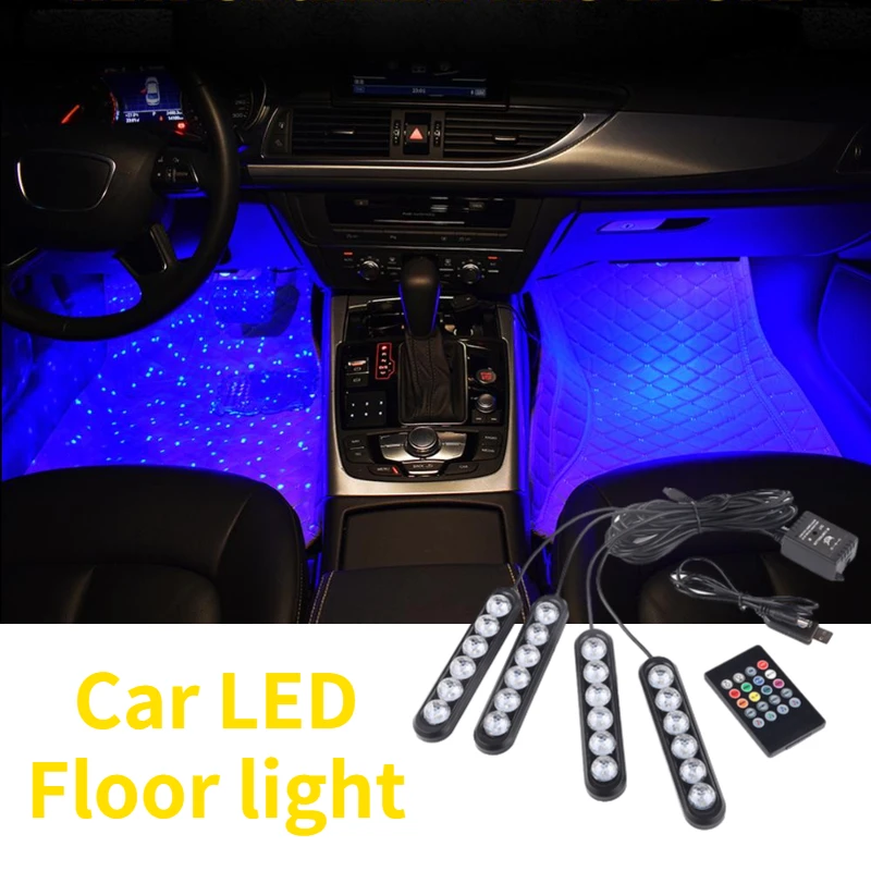 Автомобильный светодиодный напольный светильник для ног сигарет адаптер