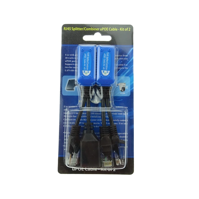 

ESCAM 2pcs/1pair RJ45 Splitter Combiner UPOE Cable Kit POE Adapter Cable Connectors Passive Power Cable Aaa To Adapter