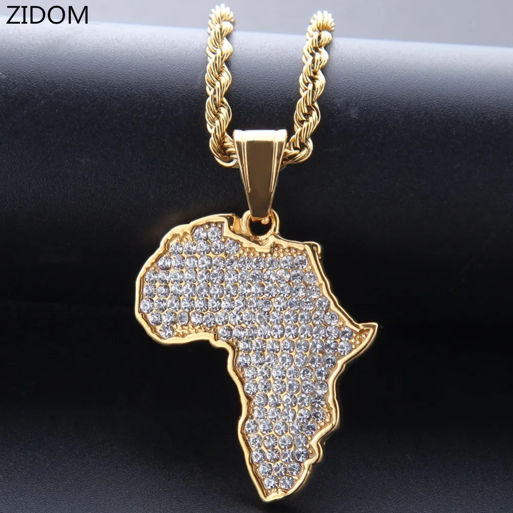 Ожерелье мужское из нержавеющей стали с подвеской в виде карты Африки|Ожерелья