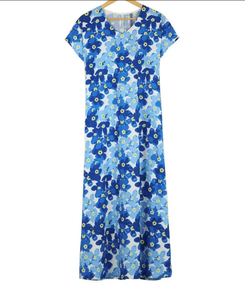 

Summer Fashion Floral Print Boho Style 2021 Women's Short-sleeved V-neck Dress for Women Beach Party Sexy Split Dress Vintage