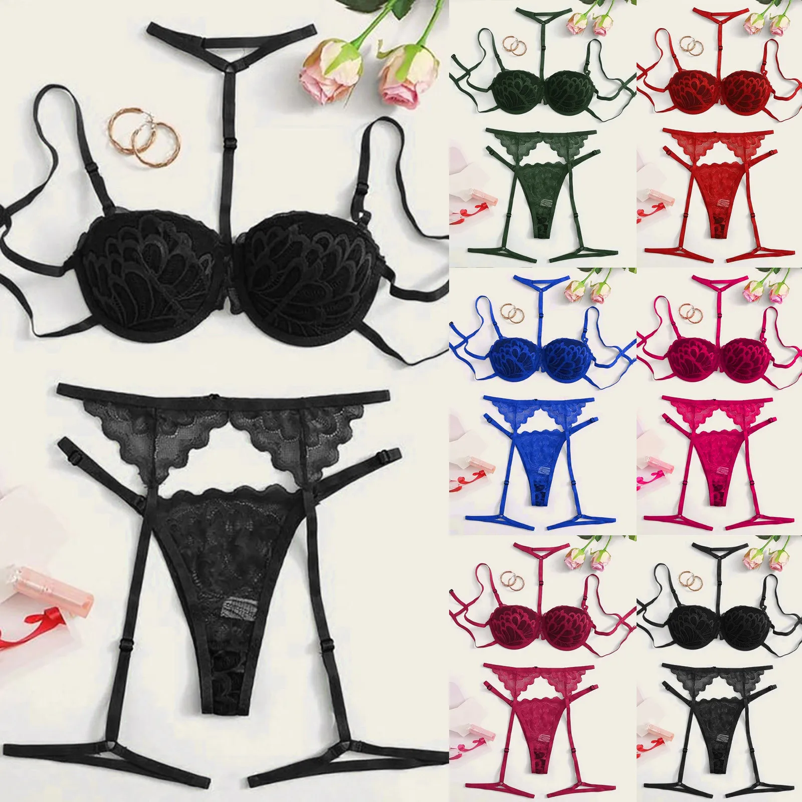 

Экзотическая одежда для порно, сексуальное женское рождественское белье, соблазнительный женский кружевной комплект с бюстгальтером, нижн...