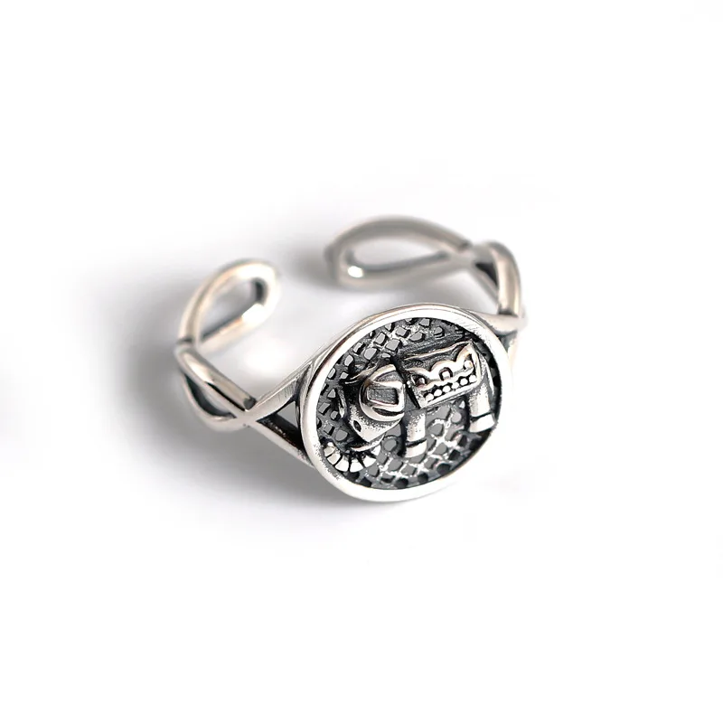 

Hot Sale 925 Sterling Silver Elephant Ring Female Big Large Retro Vintage Gothic Women Jewelry Rings