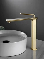 golden nordic brushed copper hot and cold water faucet above counter basin washbasin bathroom light luxury simple basin faucet