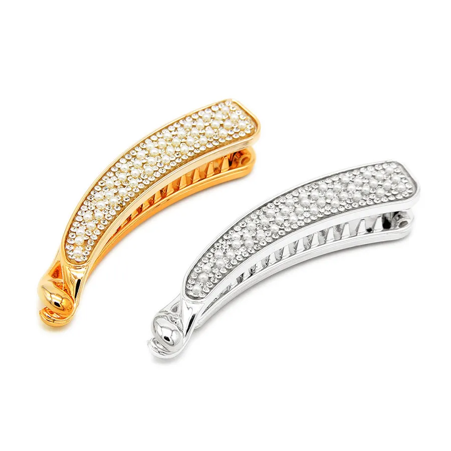 

Trendy Pearl Hair Clip For Women Banana Barrettes Crystal Hairpin Female Jewelry Accessories Girls Leisure Moon Hairgrips Gift