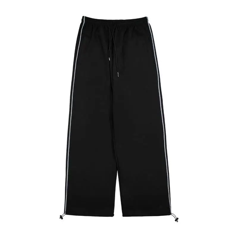 

Pants women's new Korean version ins retro versatile loose legged pants drop feeling high waist wide leg leisure sports pants