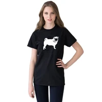 cute pug dog print cotton t shirt for woman dog lover girl friend graphic tees summer casual tops plus size o neck shirt
